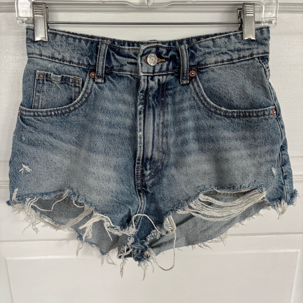 Zara Distressed Blue Jean Shorts